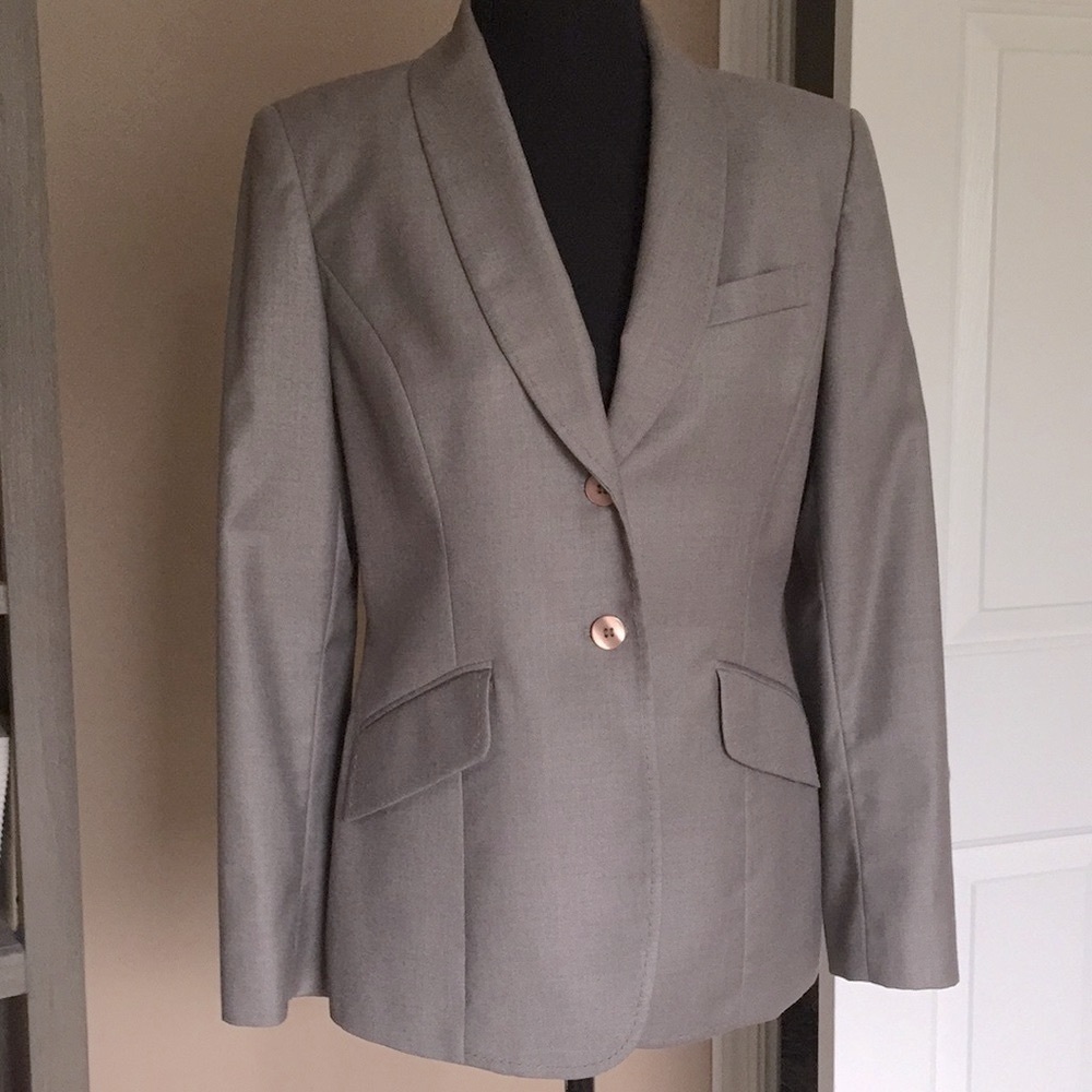 Kasper Tailored Jacket Blazer Women Size 6P Taupe Office Structured Professional
